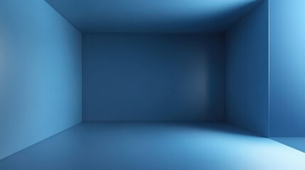 Minimalist Blue Room with Soft Light and Shadows