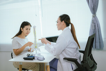 Fototapeta premium Doctors provide medical care, therapy and support to patients in clinics, providing advice, discussing health problems and assisting with physical therapy.