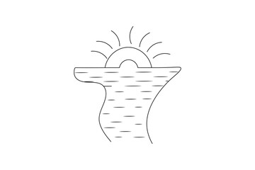 Sunset single line art continuous one line drawing of Isolated outline Vector icon

