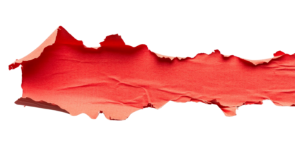 A red ribbon with a tear in it