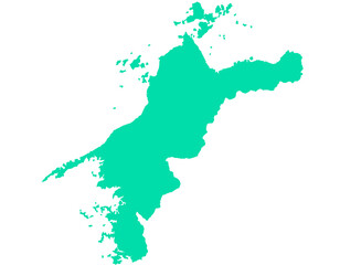 愛媛県　地図　グリーン　イラスト