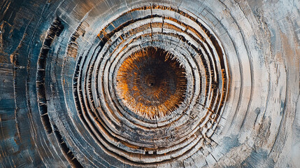 Cross-section of a tree trunk showing growth rings f