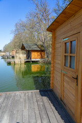 szajk fishing lakes in hungary with fishing huts on the water