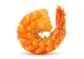 Macro photograph single breaded shrimp isolated white background