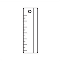 Ruler icon vector in outline and solid black on white background