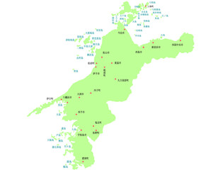 Fototapeta premium 愛媛県 地図 黄緑 斑点 イラスト