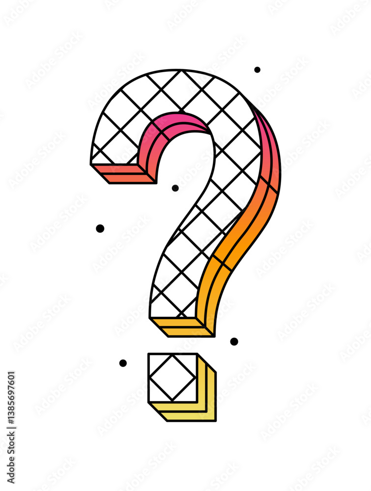 Poster question mark design element. futuristic design style in white and gradient colors.