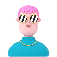 Man with glasses and blue shirt  3D Icon Illustration 
