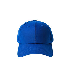 a vibrant blue baseball cap is displayed against a neutral background, showcasing its simple design and structured form.