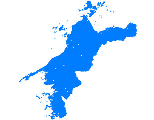 愛媛県　地図　ブルー　斑点　イラスト