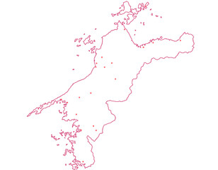 愛媛県　地図　白　斑点　イラスト