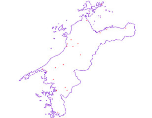 愛媛県　地図　白　斑点　イラスト