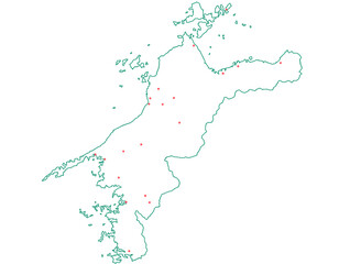 愛媛県　地図　白　斑点　イラスト