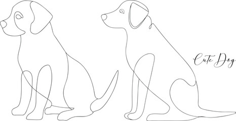 Cute Dog Continuous One Line Art Drawing Illustration In Minimalist Icon Concept Editable Stroke Style