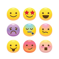 Emoji collection illustrate with various face and expression in colorful 3D style.