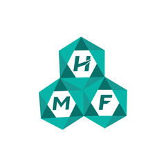 Obraz premium HMF creative minimalist letter logo. HMF unique vector initials alphabet letter logo design