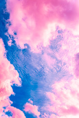 Naklejka premium Fairy colourful sunset sky. Amazing view. Purple lilac clouds