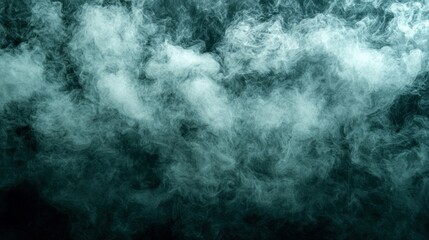 Obraz premium Ethereal Flowing, turquoise smoke fills dark space. Dynamic, vaporous texture
