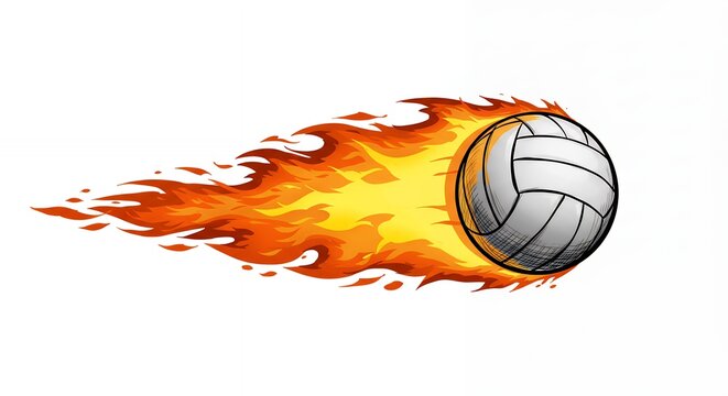 Fiery Volleyball: A Dynamic Illustration of Speed, Power and Energy