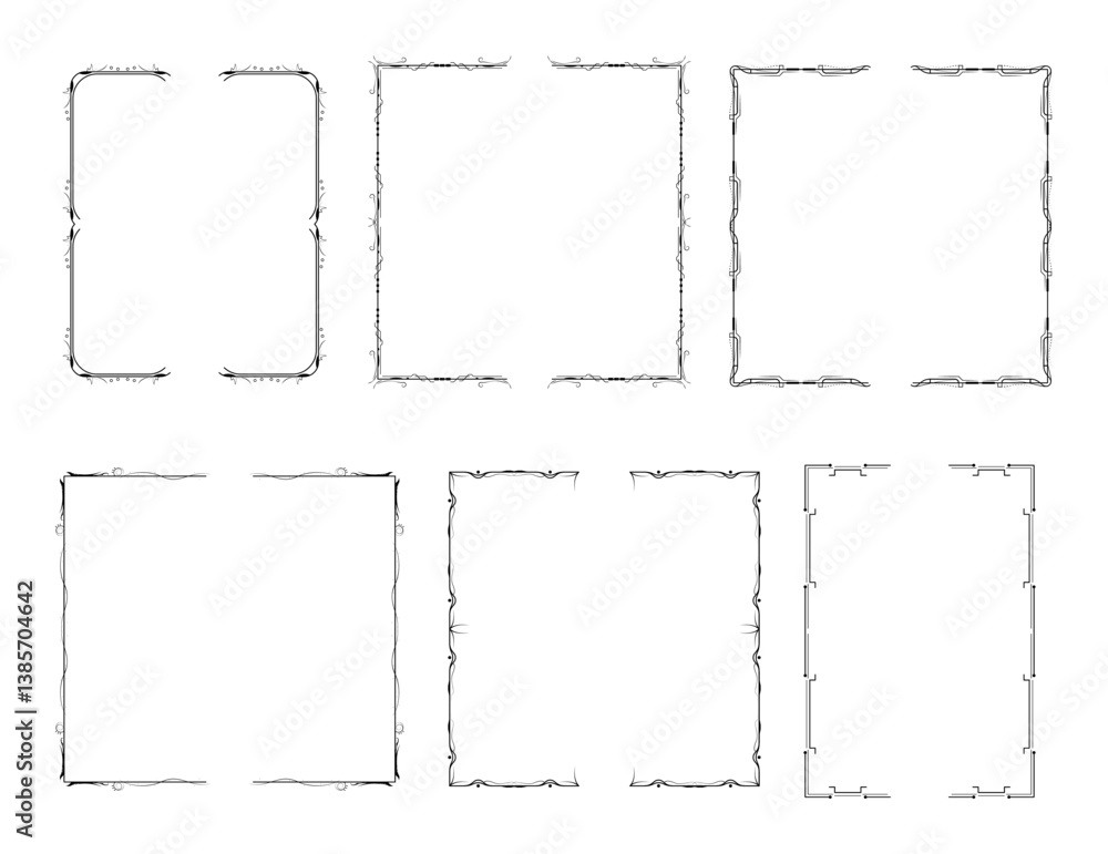 Poster set black simple line collection different doodle brackets, parentheses, braces elements vector desi