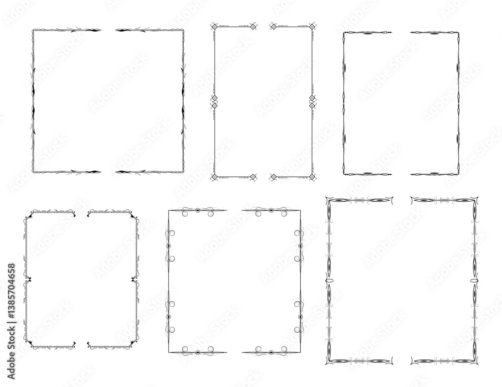 Poster set black simple line collection different doodle brackets, parentheses, braces elements vector desi