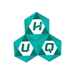 MobileHUQ creative minimalist letter logo. HUQ unique vector initials alphabet letter logo design