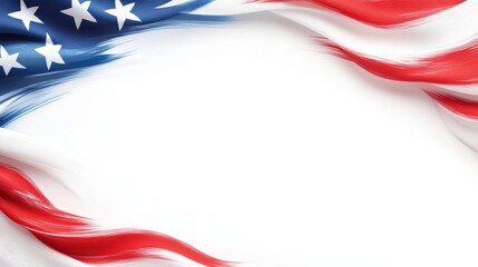 Abstract American flag border, artistic brush strokes in red, white, and blue forming a creative frame.