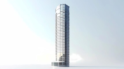 Fototapeta premium A single skyscraper from the side on background, Generative AI illustrations.