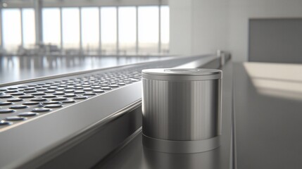 Modern airport baggage claim conveyor belt section