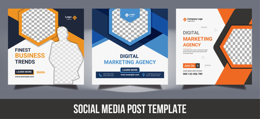 Editable creative colorful business marketing agency promotion social media post template design