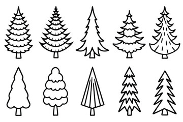 Evergreen Trees Line Art Creative Drawing for Forest Artwork
