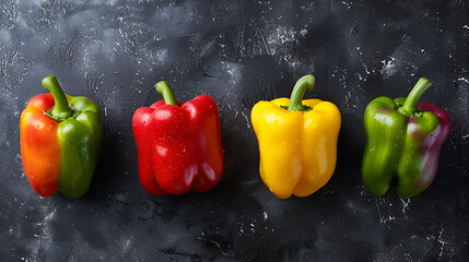 Vibrant Bell Peppers: Red, Orange, Yellow, Green - Food Photography