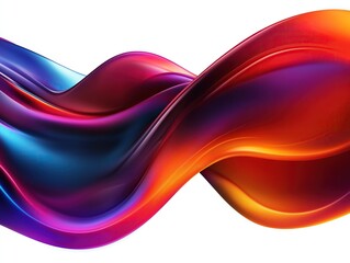 Vibrant iridescent fluid abstract shape on a white backgroun