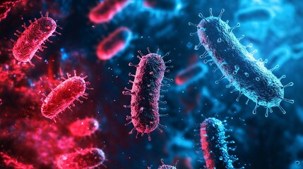 Naklejka premium Neon Bio-Particles in the Air