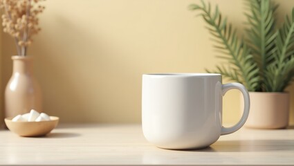 Obraz premium A blank ceramic mug mockup with no logo or print