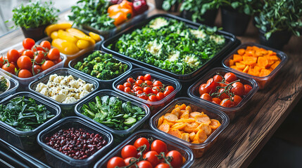 Obraz premium Fresh Organic Vegetables for Healthy Vegan Meal Prep: Vibrant Farm Fresh Produce Photography
