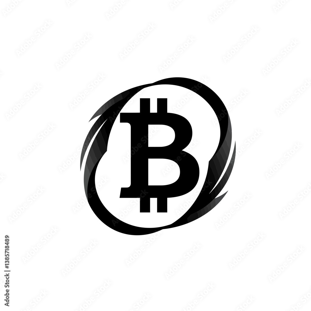 Poster an abstract representation of the bitcoin symbol_transparent