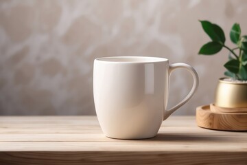 A blank ceramic mug mockup with no logo or print