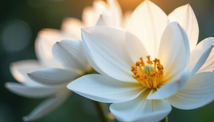 Fototapeta premium Close-up of pristine white petals, soft focus , macro, bright