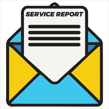 open envelope with service report document clip art preview