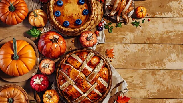 Festive Thanksgiving Table: A Heartwarming Visual Feast of Autumnal Harvest Bounty and Delights