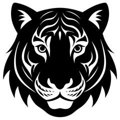 Obraz premium Tiger face head vector Silhouettes on White background