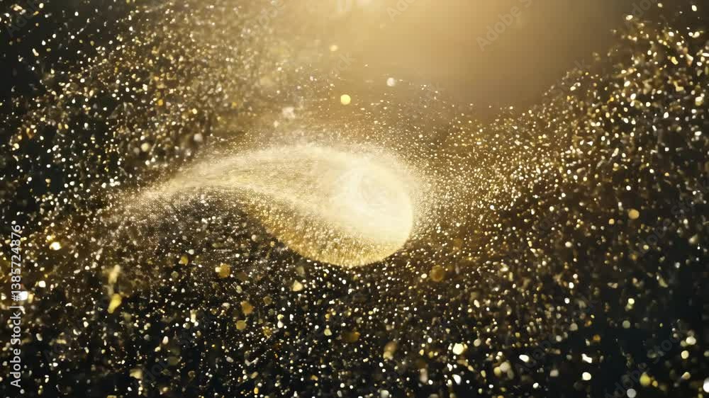 Poster abstract golden particle cloud: a captivating, artistically rendered image showcasing a swirling vor