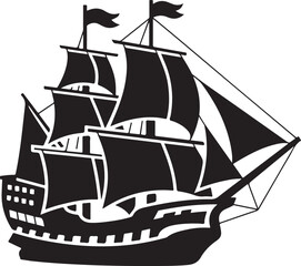 Pirate ship silhouette vector illustration