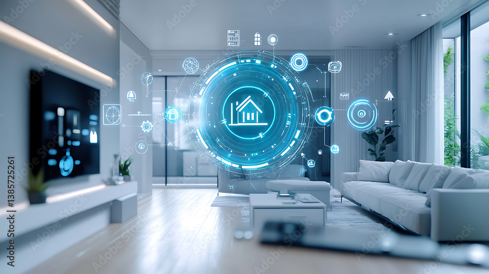 Poster an ai powered system enhancing smart home security by analyzing real time data from sensors, cameras