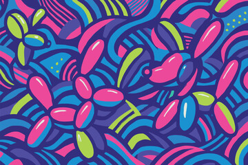 Fototapeta premium Vibrant balloon animal pattern with energetic puppy theme for creative backgrounds