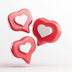 Floating red heart speech bubbles on white background