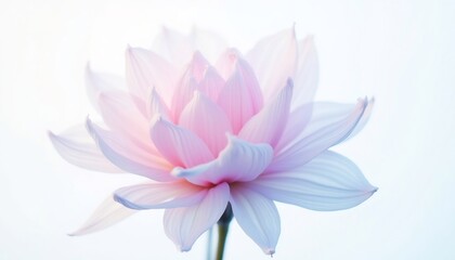 Soft Pink Lotus Flower Blossom Against A Bright White Background