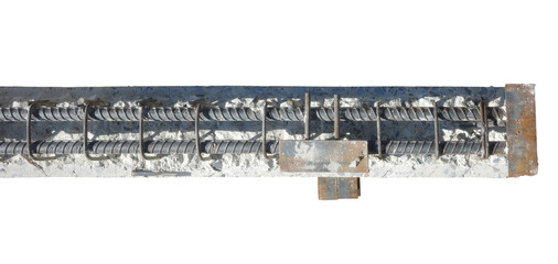 object in building construction site detail joint concrete with metal steel rusty dirty high quality unfinished foundation png