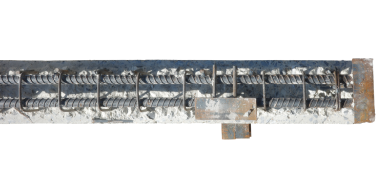 object in building construction site detail joint concrete with metal steel rusty dirty high quality unfinished foundation png